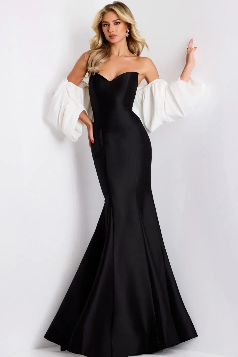 Off Shoulder Mermaid Gown with Dramatic Sleeves Style 45358 - Image 3
