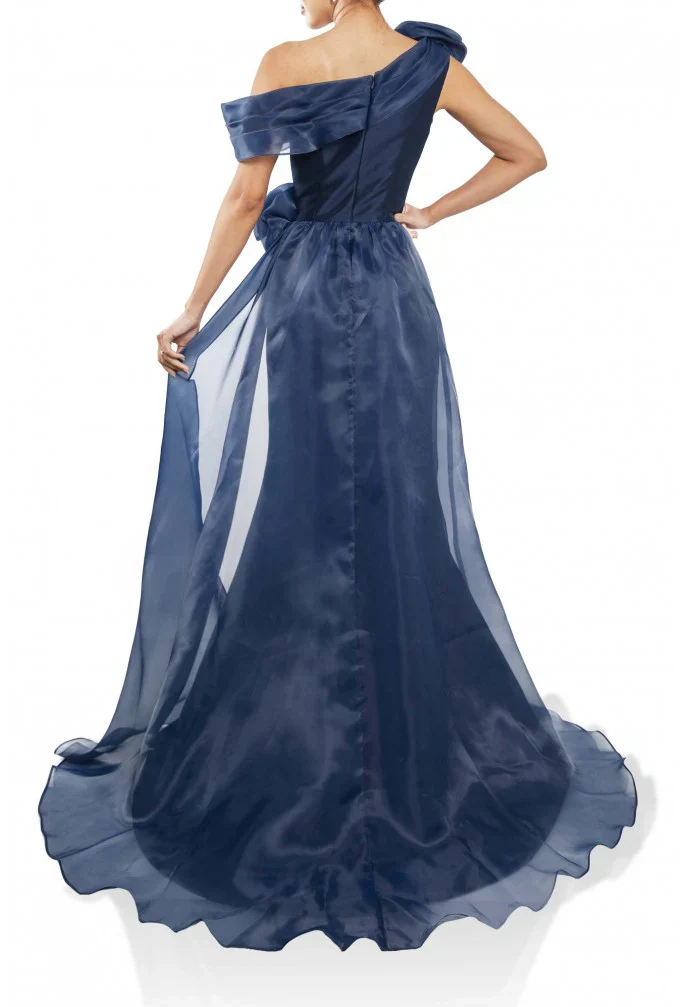 Long Formal Overskirt Satin Dress Style 242M3342 - Image 4