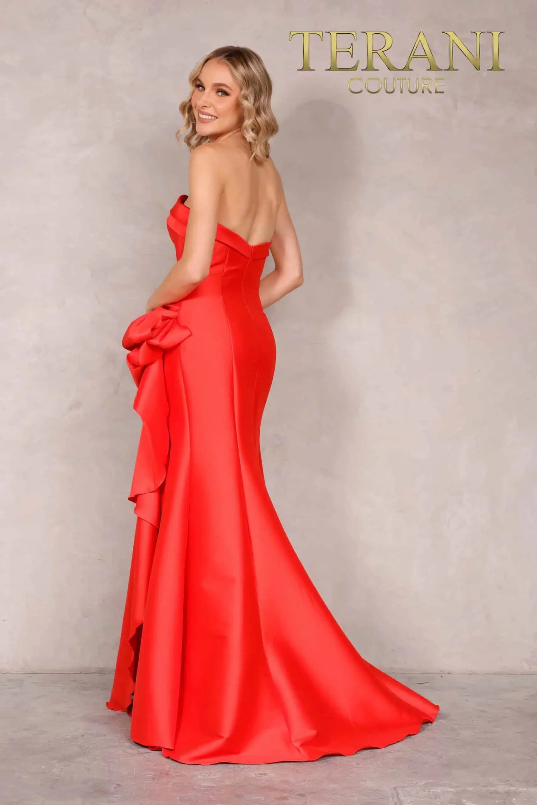 Off-Shoulder Neckline Draped Bow Gown Style 2111P4019 - Image 12